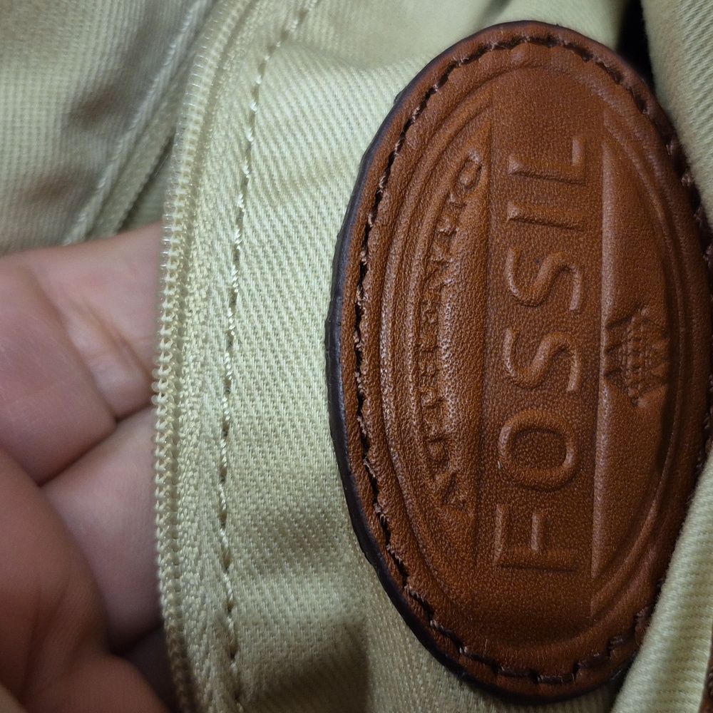 Fossil Memoir Novella Turn Lock Flap Brown & Cream Leather Crossbody Bag/Purse - Picture 6 of 15
